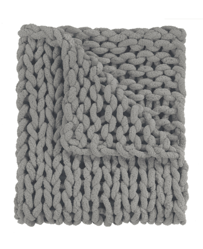 Shop American Heritage Textiles Chenille Knitted Throw, 40" L X 50" W In Gray