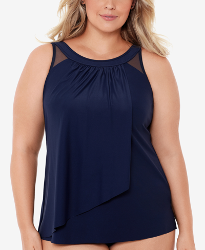 Shop Miraclesuit Plus Size Illusionists Ursula Underwire Tankini Top Women's Swimsuit In Blue
