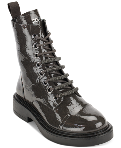 Shop Dkny Women's Malaya Lace-up Boots In Gray