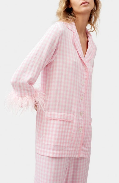 Shop Sleeper Party Double Feather Pajamas In Pink Vichy