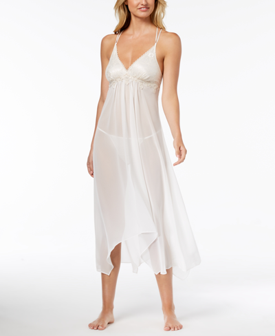 Shop Linea Donatella Keepsake Lace-trim Chemise Nightgown Lingerie In Ivory/cream