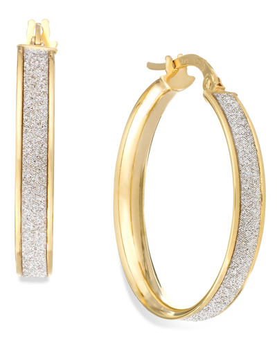 Shop Italian Gold Glitter Hoop Earrings In 14k Gold (20mm) In Yellow