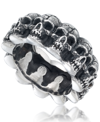 Shop Andrew Charles By Andy Hilfiger Men's Multi Skull Ring In Oxidized Stainless Steel