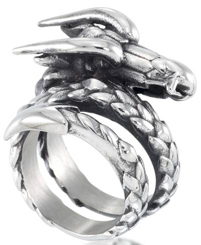 Shop Andrew Charles By Andy Hilfiger Men's Dragon Coil Ring In Stainless Steel