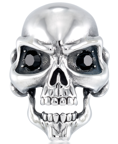 Shop Andrew Charles By Andy Hilfiger Men's Cubic Zirconia Signature Skull Ring In Stainless Steel