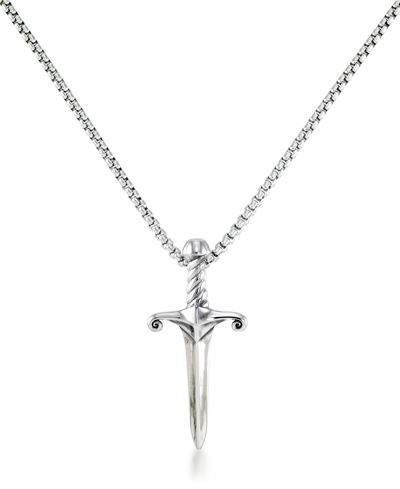 Shop Andrew Charles By Andy Hilfiger Men's Dagger 24" Pendant Necklace In Stainless Steel
