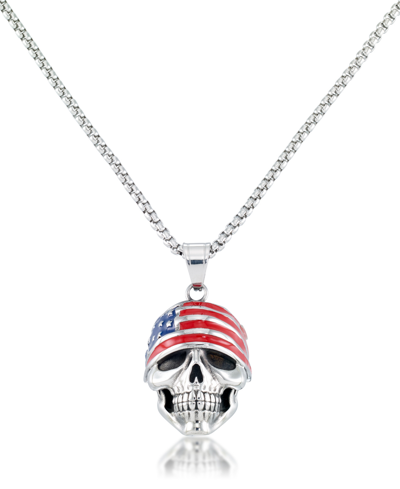 Shop Andrew Charles By Andy Hilfiger Men's Skull 24" Pendant Necklace In Stainless Steel