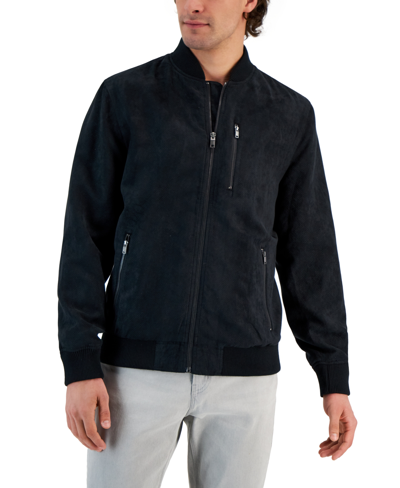 Shop Alfani Men's Perforated Bomber Jacket, Created For Macy's In Black
