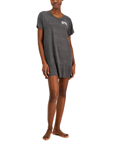 Shop Jenni Women's Short-sleeve Printed Sleepshirt, Created For Macy's In Gray