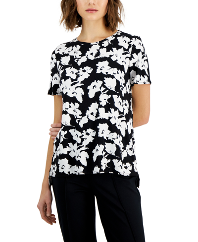 Shop Alfani Women's Short-sleeve Crewneck T-shirt, Created For Macy's In Multi