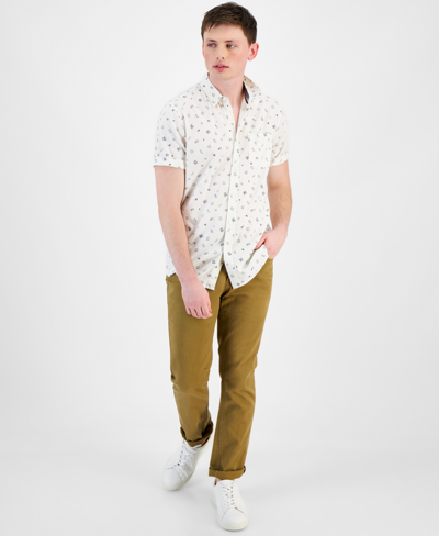Shop Sun + Stone Men's Carlos Bandana Toss Print Short-sleeve Button-up Shirt, Created For Macy's In White