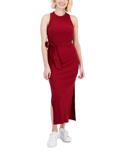 Shop Bar Iii Petite Rib-knit Midi Dress, Created For Macy's In Red