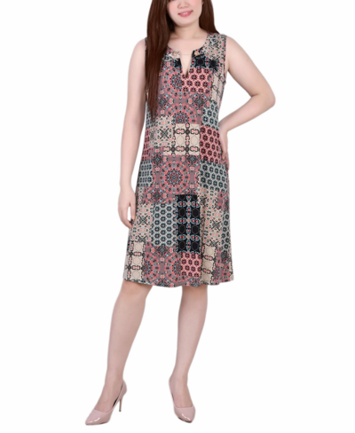 Shop Ny Collection Petite Size Sleeveless Keyhole Dress With Hardware In Multi