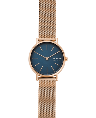 Shop Skagen Women's Signatur Rose Gold-tone Stainless Steel Mesh Bracelet Watch 30mm