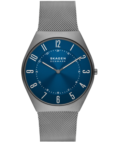 Shop Skagen Men's Grenen Ultra Slim In Gray Plated Stainless Steel Mesh Bracelet Watch, 42mm