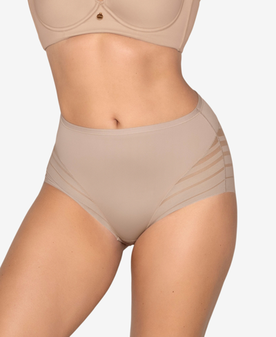 Shop Leonisa Women's Lace Stripe Undetectable Classic Shaper Panty In Tan/beige