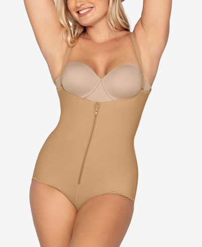 Shop Leonisa Women's Firm Tummy-control Wyob Power Slim Faja Bodysuit Shaper 018478 In Tan/beige