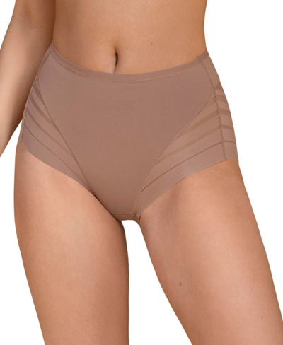 Shop Leonisa Women's Lace Stripe Undetectable Classic Shaper Panty In Brown