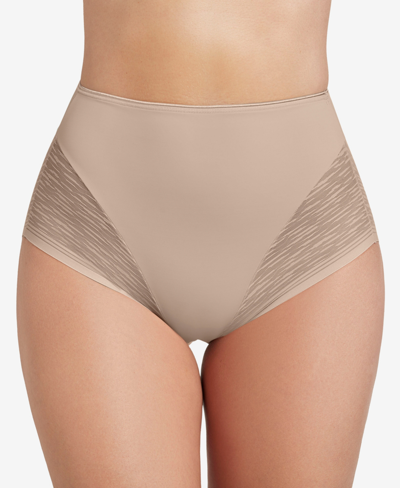 Shop Leonisa High Waisted Sheer Lace Shaper Panty In Tan/beige