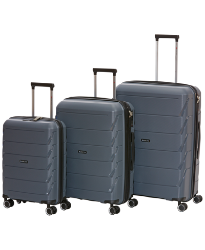 Shop Mancini Melbourne Collection Lightweight Polypropylene Spinner Luggage Set, 3 Piece In Blue