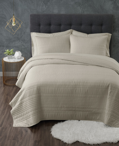 Shop Truly Calm King 3-piece Quilt Set In Tan/beige