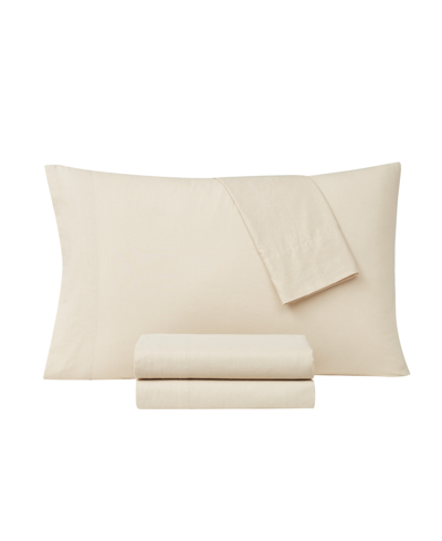 Shop Frye Cotton/linen 3 Piece Sheet Set, Twin Bedding In Tan/beige