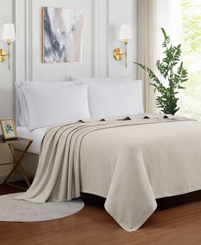 Shop Charisma 100% Cotton Deluxe Woven Full/queen Blanket Bedding In Tan/beige