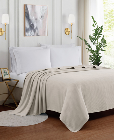 Shop Charisma 100% Cotton Deluxe Woven King Blanket Bedding In Tan/beige