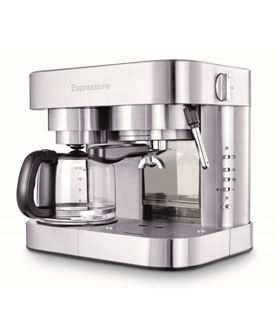 Shop Espressione Combination Espresso Machine & 10-cup Drip Coffeemaker In Silver