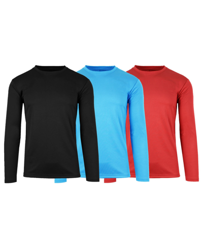 Shop Galaxy By Harvic Men's Long Sleeve Moisture-wicking Performance Tee, Pack Of 3 In Multi