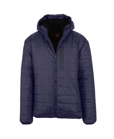 Shop Galaxy By Harvic Men's Sherpa Lined Hooded Puffer Jacket In Blue