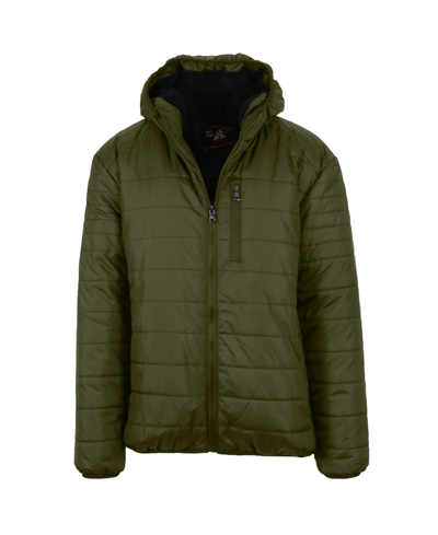 Shop Galaxy By Harvic Men's Sherpa Lined Hooded Puffer Jacket In Green