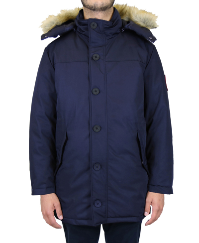 Shop Galaxy By Harvic Men's Heavyweight Parka Jacket With Detachable Hood In Blue
