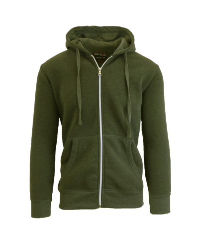 Shop Galaxy By Harvic Men's Full Zip Fleece Hooded Sweatshirt In Green