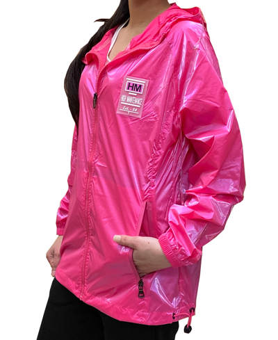 Shop Spire By Galaxy Women's Fashion Hooded Zip-up Windbreaker In Pink