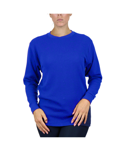 Shop Galaxy By Harvic Women's Loose Fit Waffle Knit Thermal Shirt In Blue