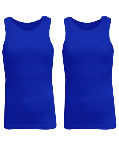 Shop Galaxy By Harvic Men's Famous Heavyweight Ribbed Tank Top, Pack Of 2 In Blue