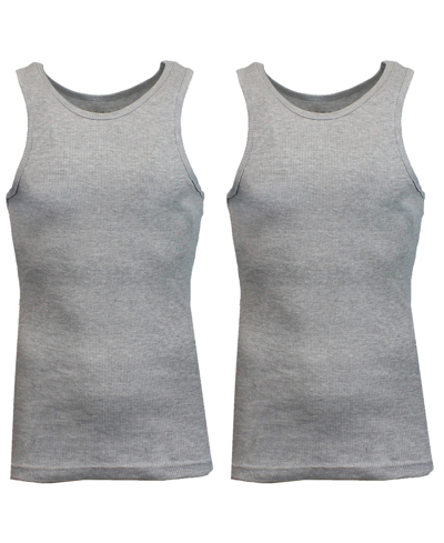 Shop Galaxy By Harvic Men's Famous Heavyweight Ribbed Tank Top, Pack Of 2 In Gray