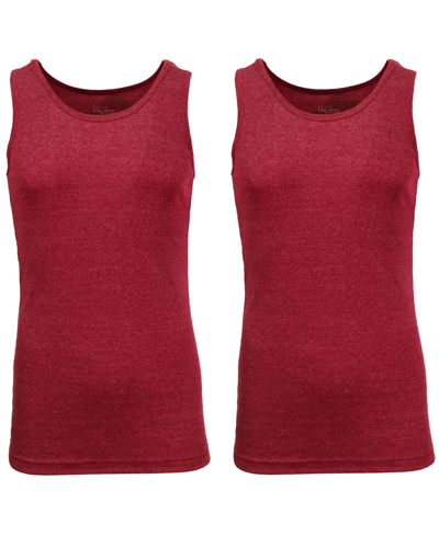 Shop Galaxy By Harvic Men's Famous Heavyweight Ribbed Tank Top, Pack Of 2 In Red