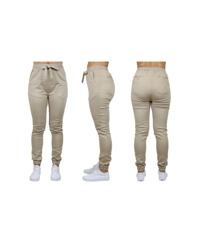 Shop Galaxy By Harvic Women's Basic Stretch Twill Joggers In Tan/beige
