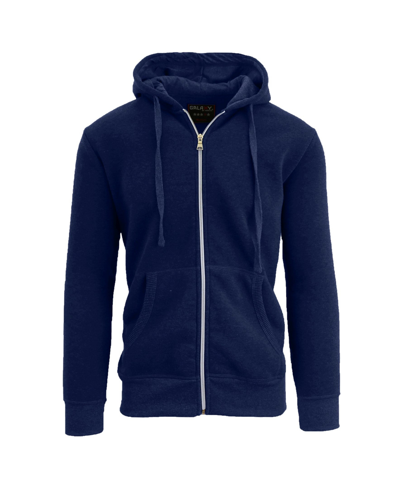 Shop Galaxy By Harvic Men's Full Zip Fleece Hooded Sweatshirt In Blue