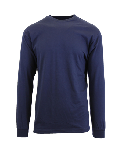 Shop Galaxy By Harvic Men's Egyptian Cotton-blend Long Sleeve Crew Neck Tee In Blue