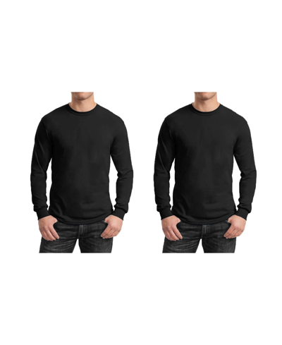 Shop Galaxy By Harvic Men's 2-pack Egyptian Cotton-blend Long Sleeve Crew Neck Tee In Black
