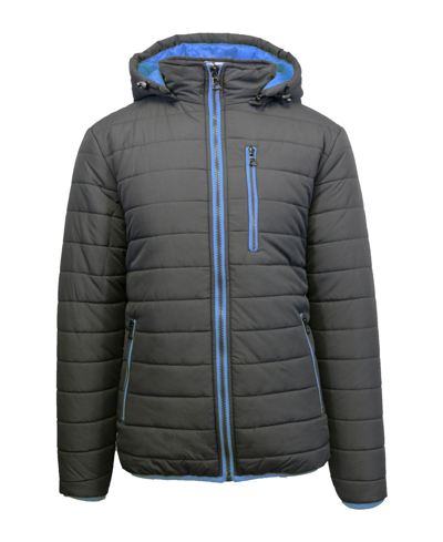 Shop Galaxy By Harvic Spire By Galaxy Men's Puffer Bubble Jacket With Contrast Trim In Gray
