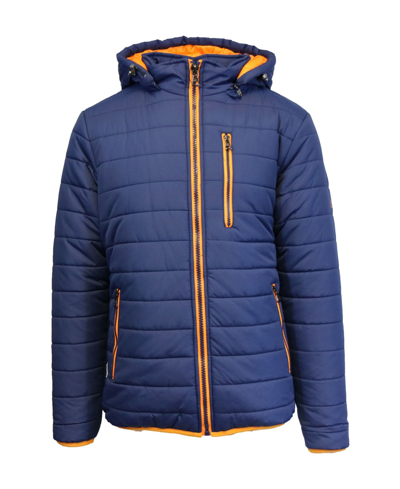 Shop Galaxy By Harvic Spire By Galaxy Men's Puffer Bubble Jacket With Contrast Trim In Blue