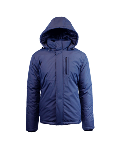 Shop Galaxy By Harvic Spire By Galaxy Men's Heavyweight Presidential Tech Jacket With Detachable Hood In Blue