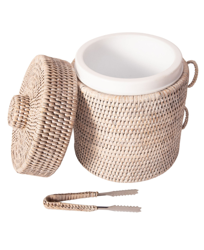 Shop Artifacts Trading Company Artifacts Rattan Ice Bucket With Tongs In White