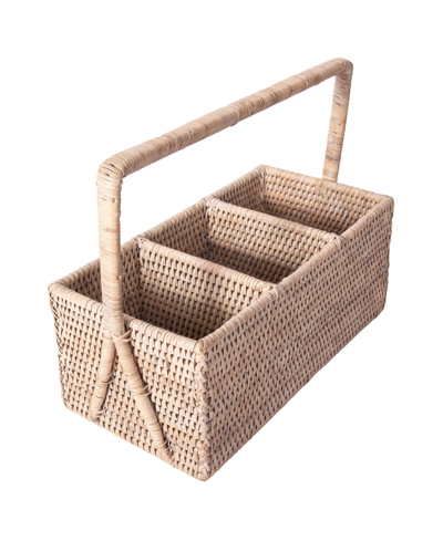 Shop Artifacts Trading Company Artifacts Rattan 3 Section Caddy-cutlery Holder In White