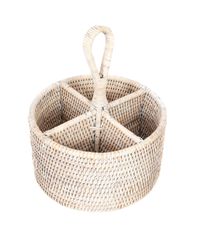 Shop Artifacts Trading Company Artifacts Rattan 4 Section Caddy And Cutlery Holder In White