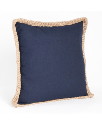 Shop Saro Lifestyle Braided Jute Decorative Pillow, 20" X 20" In Blue